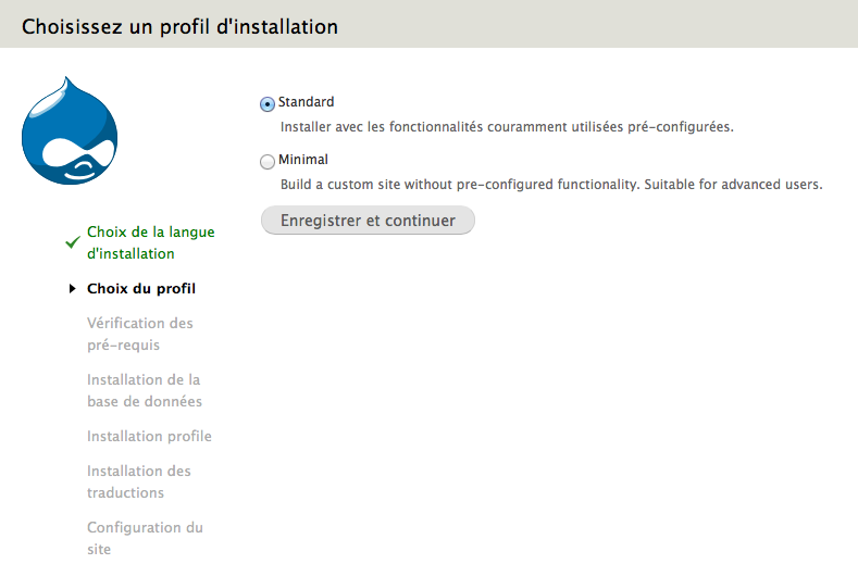 Second screen of the installer, in French!